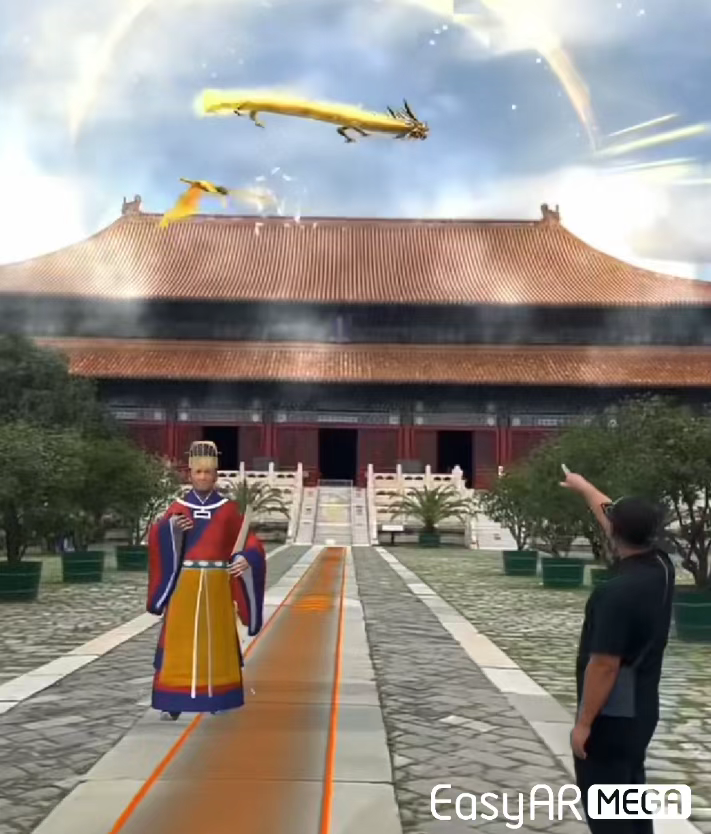 长陵项目公开的AR数字人物与路径合成展示画面